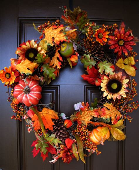 Extra Large Fallautumn Grapevine Wreath Autumn Front Door