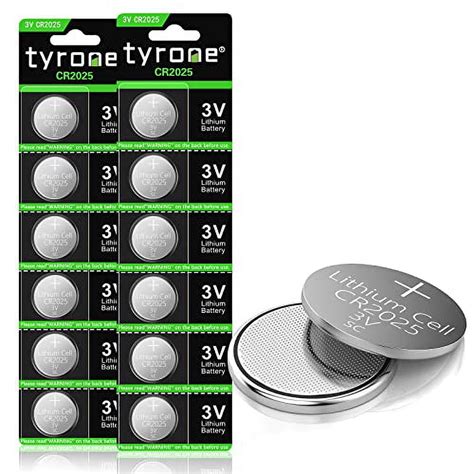 Tyrone Cr2025 3v Lithium Battery High Capacity Button Cell Battery 12 Count Pack Remote