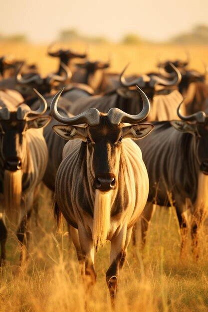 Premium Ai Image Masai Mara Migration Of Wildebeest