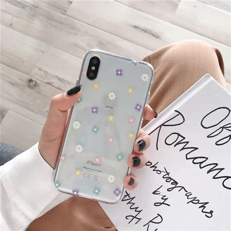 Soft Clear Silicone Floral Heart Phone Case For Iphone X Xs Max Xr 6 6s 7 8 Plus Clear Phone