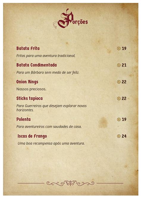 Menu em Taverna do Dragão pub Bar Curitiba