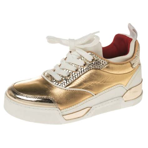 Christian Louboutin Gold Sneakers 8 For Sale On 1stdibs