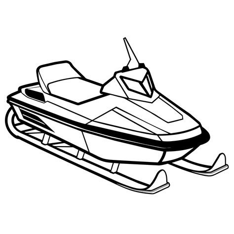 Snowmobile Outline Coloring Book Page Line Art Illustration Digital