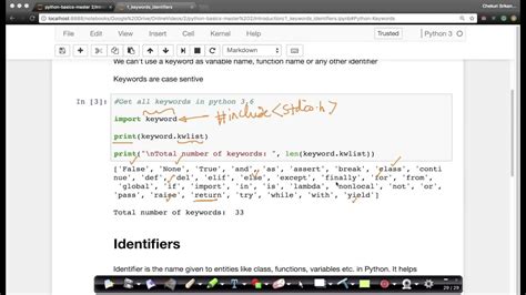 Python Keywords And Identifiers Youtube
