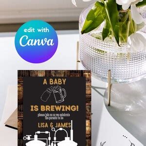 Editable Baby Is Brewing Baby Shower Invitation Bottles And Etsy