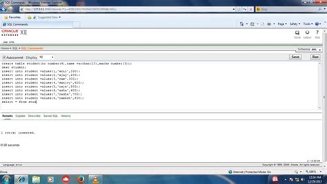 How To Create Table Alter Update And Insert Values In Oracle Database 10g Exe Youtube