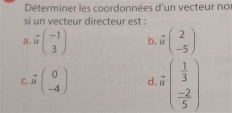 D Terminer Les Coordonn Es D Un Vecteur Normal D Si Un Vecteur