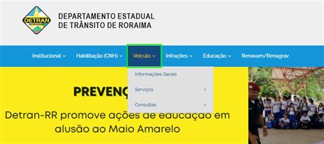 Print Da Tela Do Site Do Detran Rr Mostrando Onde Encontrar A Rea De