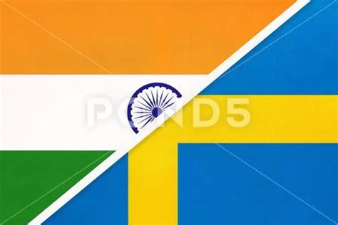 India And Sweden Symbol Of National Flags From Textile Royalty Free