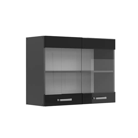 Vicco Meuble De Cuisine Haut Vitr R Line Noir Haute Brillance