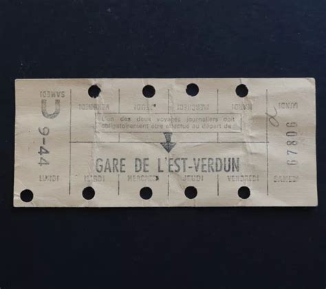 ANCIENNE CARTE HEBDOMADAIRE Métro GARE DE L EST VERDUN Railway ticket