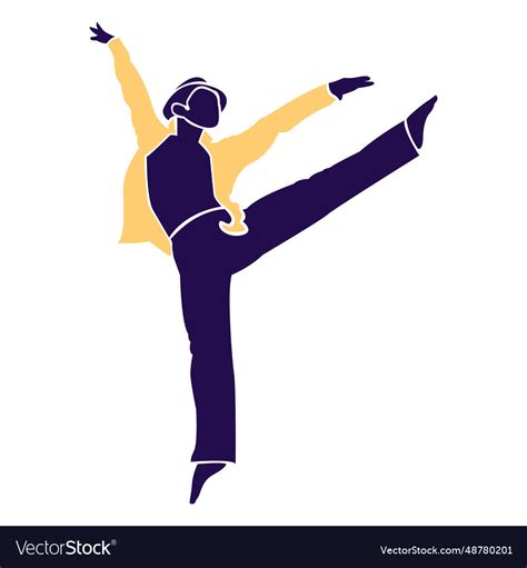 Dance Pose Man Tip Toe Silhouette Royalty Free Vector Image