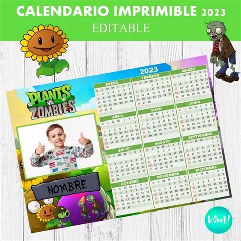 Calendario Imprimible Editable Plants Vs Zombies En R O