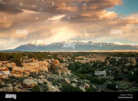 Little Ruin Canyon And Sleeping Ute Mountain Under Snow Hovenweep