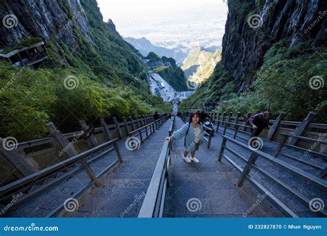 The Tianmen Mountain with a View of the Cave Known As the Heaven`s Gate ...