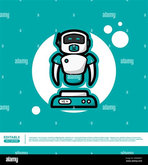 Cute Robot Cartoon Vector Icon Illustration Science Technology Icon