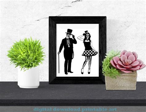 Day of the Dead Skeleton Couple Clipart Png svg Vector Top - Etsy