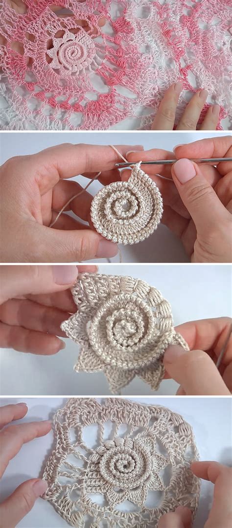 Crochet Spiral Flower Motif A Beautiful Creation CrochetBeja