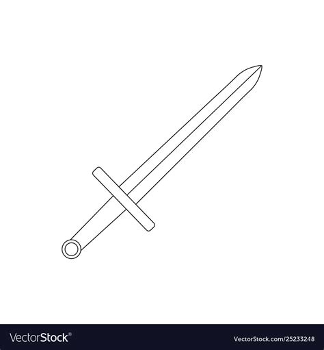 Outline simple sword icon isolated on white Vector Image