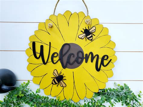Sunflower Welcome Sign Farmhouse Porch Decor Artofit