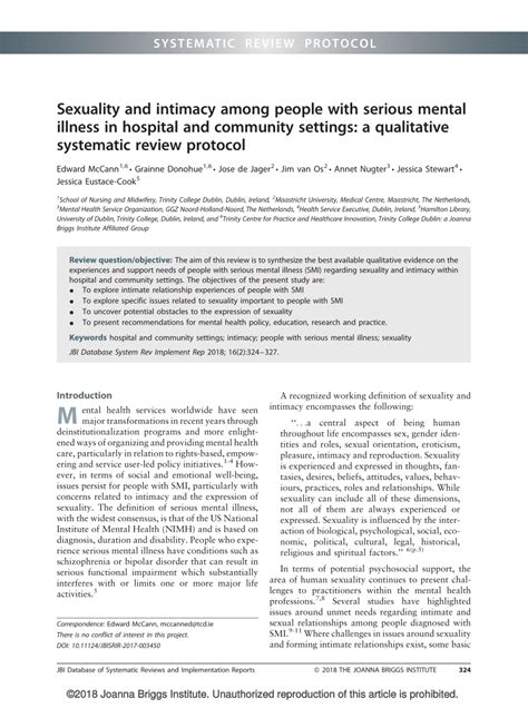 Pdf Sexuality And Intimacy Among People With Serious Mental Illness