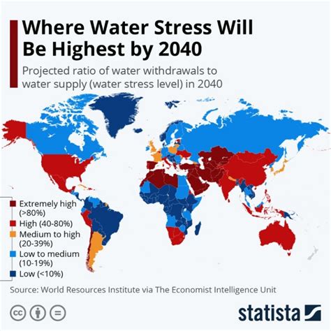 Weltkarte Der Wasserknappheit Im Jahr 2040 Zeigt Gravierend Wenig Trinkwasser In Südeuropa Und