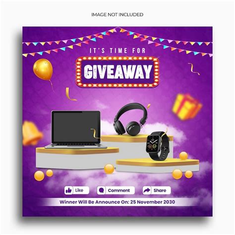 Premium PSD Give Away Contest Social Media Post Instagram Post Template