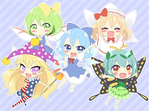 Cirno Daiyousei Clownpiece Lily White And Eternity Larva Touhou