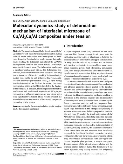 PDF Molecular Dynamics Study Of Deformation Mechanism Of Interfacial