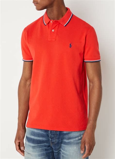 Ralph Lauren Custom Slim Fit Polo Van Piqué Katoen Met Getipte Boorden