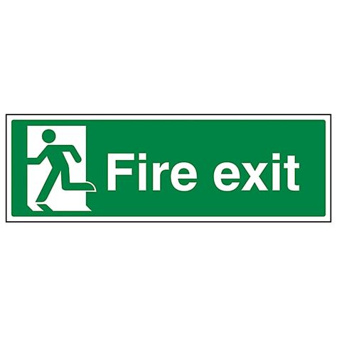 Fire Exit Safety Sign Man Left 1mm Rigid Plastic 300x100mm Diy At Bandq