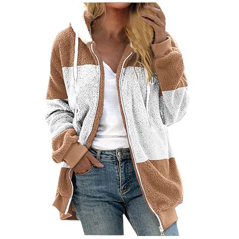 Funicet Women Fashion Outerwear 2024 Plus Size Coats For Women Warm Loose Plush Zip Hoodies