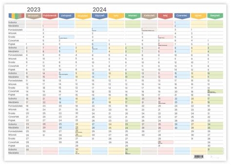 Planer ścienny szkolny kalendarz 2023 2024 B1 suchościeralny TĘCZA