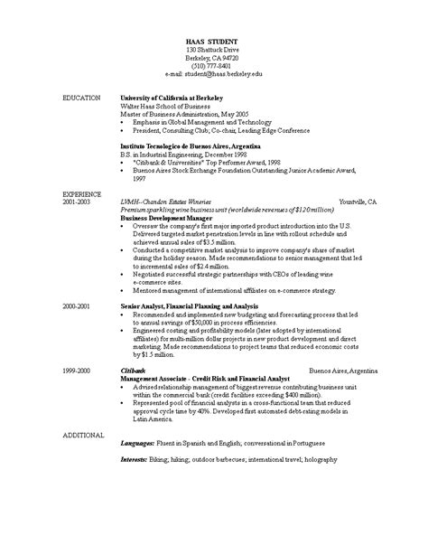 Kostenloses Business Student Resume Sample