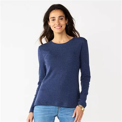 Womens Croft And Barrow® Essential Long Sleeve Crewneck Tee