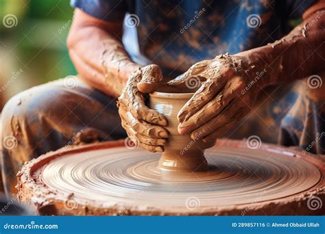 Potter S Hands Molding Clay Vase Generative By Ai Stock Illustration