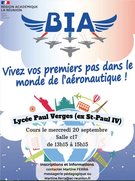 Formation en Aéronautique 2023 2024 Lycée Paul Vergès