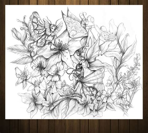 Fairy Garden Coloring Page Pdf Adult Coloring Pages Fairies Fantasy Drawing Pdf Instant