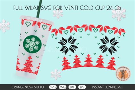 Christmas Tree Wrap Svg Venti Cold Cup Illustration Par Orange Brush