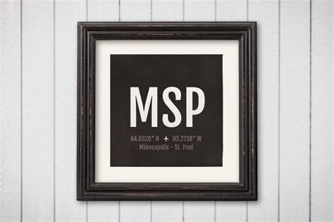 Minneapolis Airport Code Print MSP Aviation Art Minnesota - Etsy