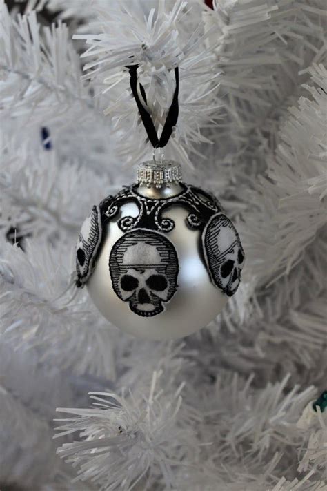 Goth Skull Christmas Tree Ornament 3 Inch Sugar Skull Halloween