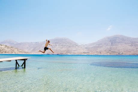 Greece Cyclades Islands Amorgos Aegean Sea Naked Man Jum