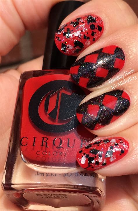 ehmkay nails: Super Heroes Nail Art: Harley Quinn with Cirque Colors