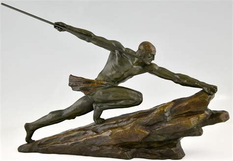 Art Deco Bronze Sculpture Athlete With Spear Deconamic