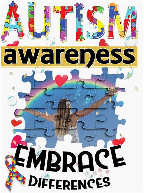 Autism Awareness Puzzle Piece Embrace Differences Sticker By