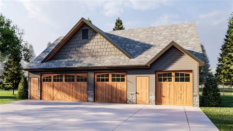 Craftsman Style 4 Car Garage Stewart