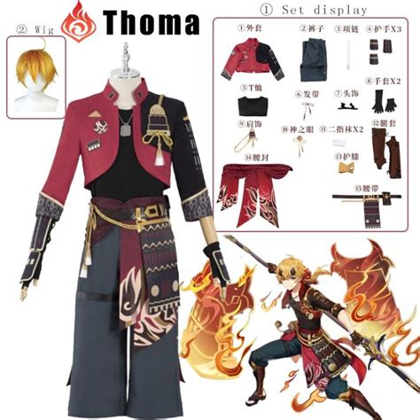 HOT Anime Game Genshin Impact THOMA Original Skin Battle Uniform ...