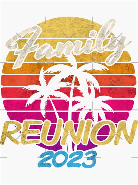 "Family Reunion 2023 Matching family Vacation Retro Sunset Palm Trees" Sticker for Sale by ...