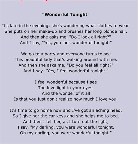 Wonderful tonight lyrics meaning - alwayslio