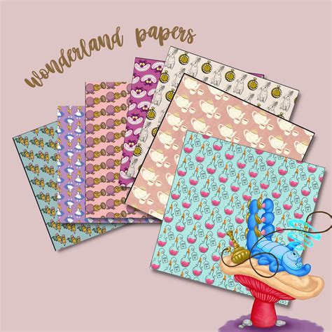 Wonderland Digital Paper Alice In Wonderland Scrapbook Paper Printable Paper 30  Images